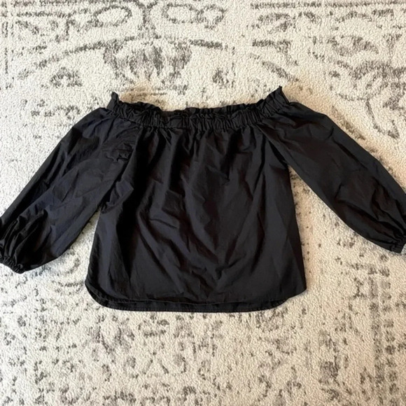 J. Crew Tops - J. Crew black cotton off shoulder long sleeve relaxed fit blouse, size 6
